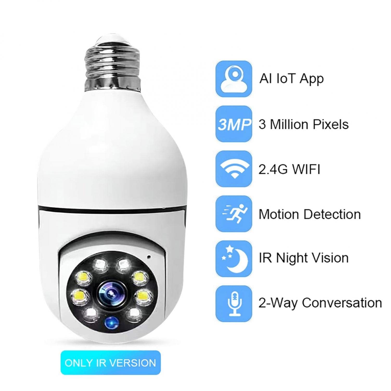 1080P Outdoor HD Night Vision Light Plug 360° Panoramic Surveillance Camera Smart Security WiFi Wireless Camera