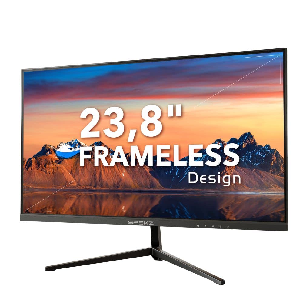 SPEKZ 24 Inch Computer Monitor, FHD PC Monitors 1920 x 1080p IPS Display 75Hz, HDMI, VGA, 5ms Response Time, 75 x 75 mm Mountable, Frameless (EM-024)