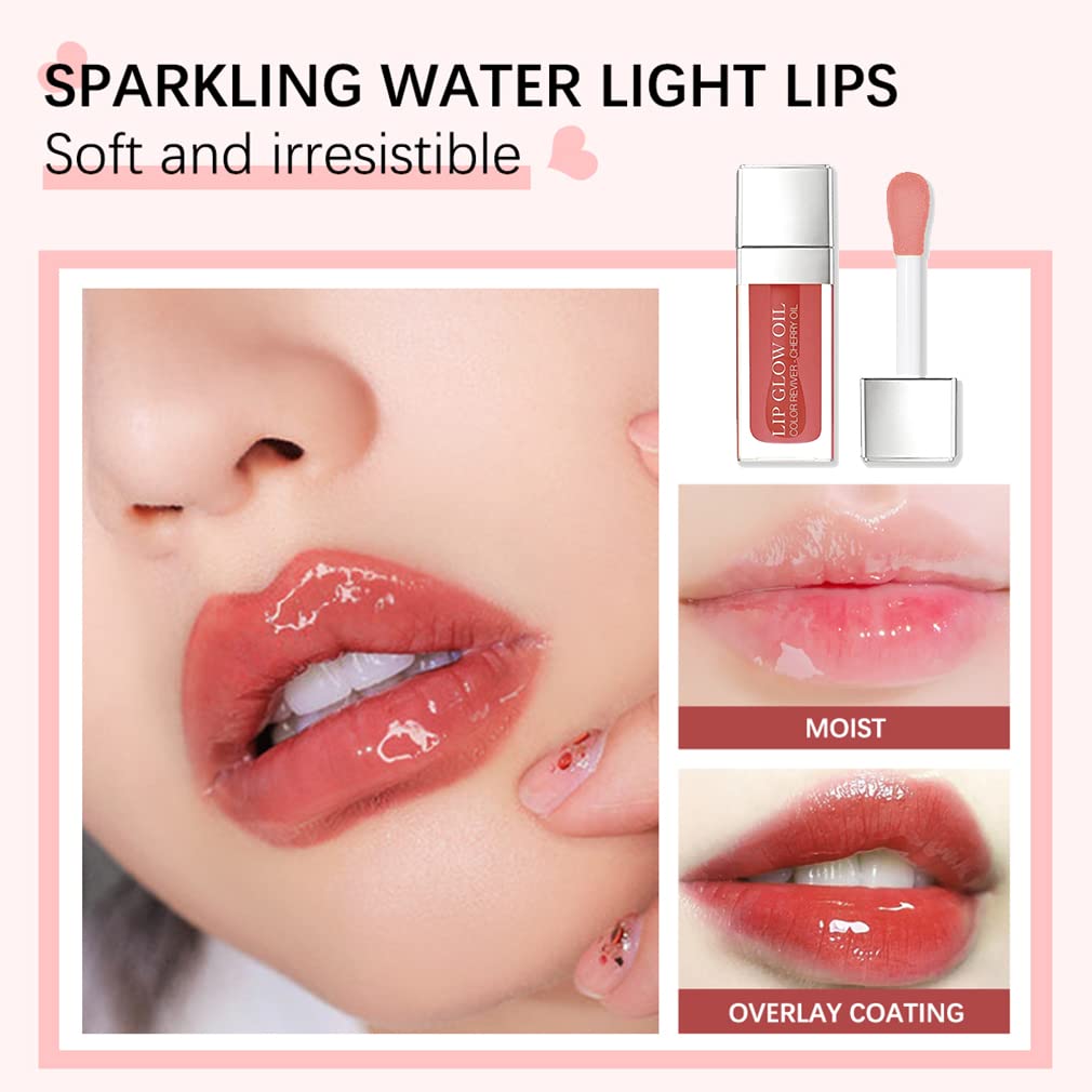 Charm Kiss Hydrating Lip Glow Oil, Moisturizing Lip Oil Gloss Transparent Plumping Lip Gloss, Transparent Toot Lip Oil, Korean Fashion Lip GlossLip Oil Tinted for Lip Care and Dry Lips-