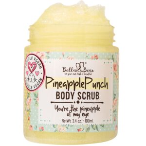 bella & bear pineapple body scrub exfoliator - vegan travel size (3.4oz)