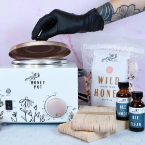 Honeycomb's Premium Salon Quality Professional Electric Wax Warmers Kits for Full Body Hair Removal (Wild Honey, Small Honey Pot, 1.5 lbs), Pink