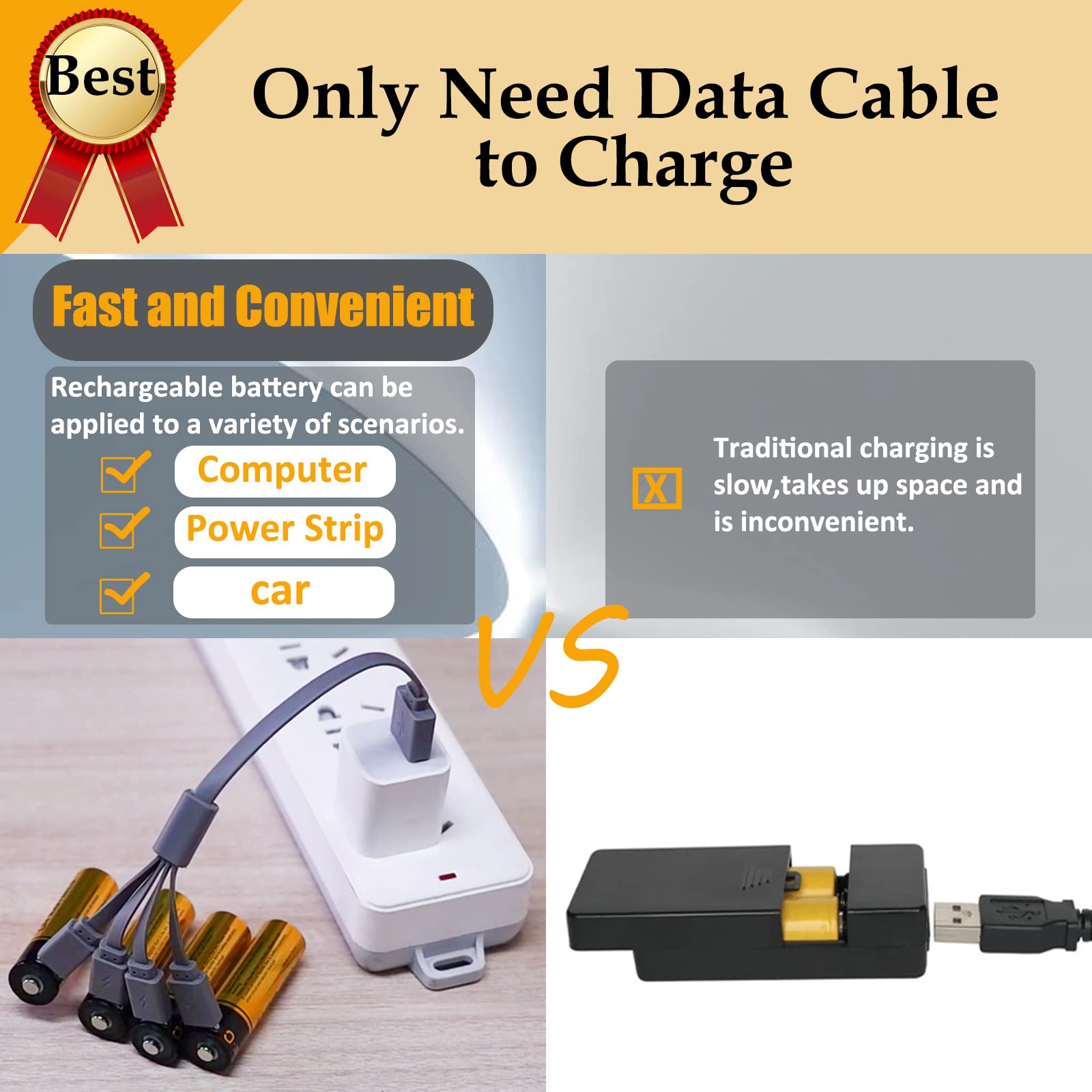 Rechargeable AA Batteries,4 Pc-1.5v AA Lithium Batteries,4-In-1 Type-C USB AA Rechargeable Battery,2000 mAh AA Batteries Rechargeable,Lithum-Ion Battery AA,Charges 1.5 Hours,Reuse Over 1200 Times