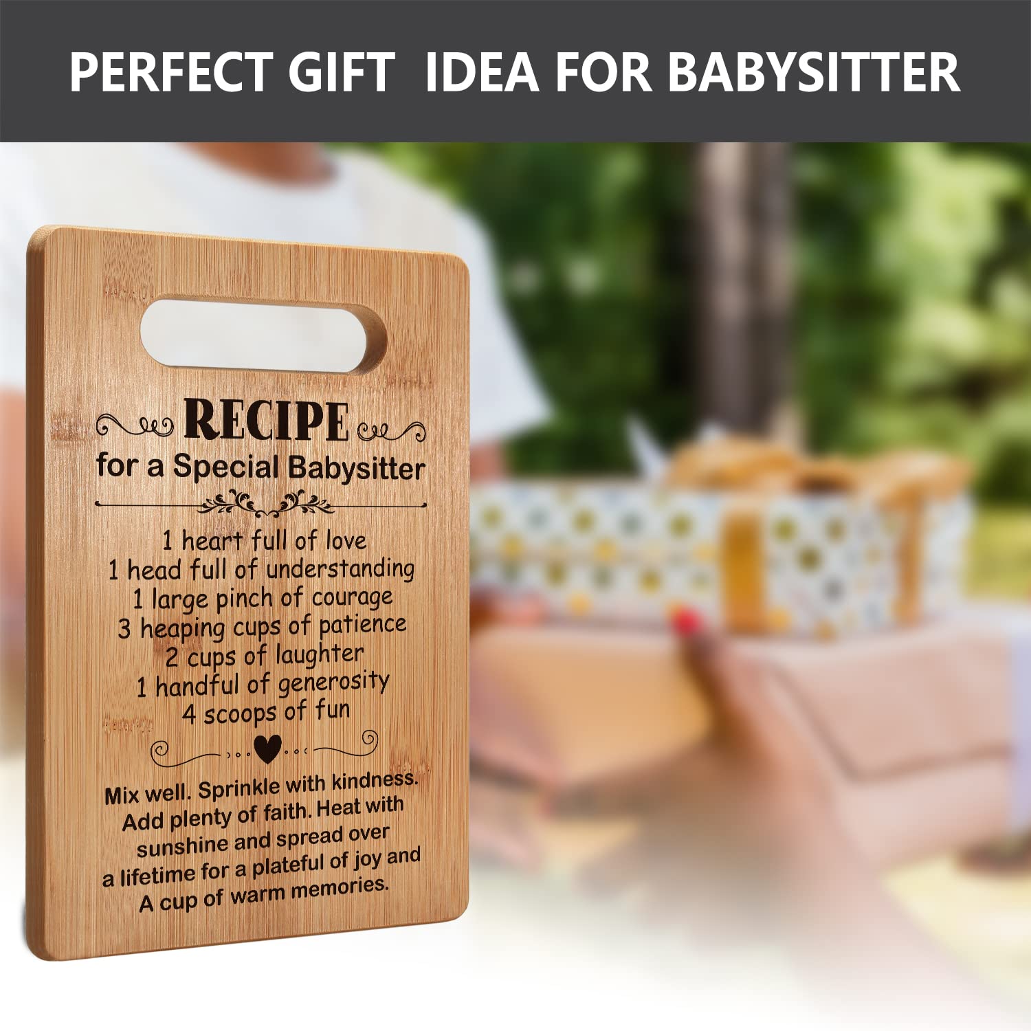 Popular Babysitter Gifts, Cutting Board Gift for Babysitter, Babysitter Appreciation Gift, Thank You Gift or Birthday Gifts for Babysitter