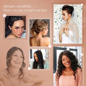 blinger Starter Kit | Women's Hair Styling Tool + 75 Precision-Cut Glass Crystals | Bling Hair in Seconds! Bedazzling Multi-Faceted Gems | Hair-Safe – Bling In Brush Out