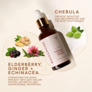 Vegnclever Chebula Active Serum for Face - Anti Aging Antioxidant Serum with Hyaluronic Acid and Vitamin C - Hydrating & Firming Facial Serum for Dark Spots, Fine Lines and Wrinkles, 1.7 Fl Oz