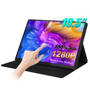 zeuslap touch screen monitor 10.5 inch portable monitor for laptop raspberry pi, fhd 1280p 16:10 pc travel monitor with usb c for computer xbox ps4 ps5