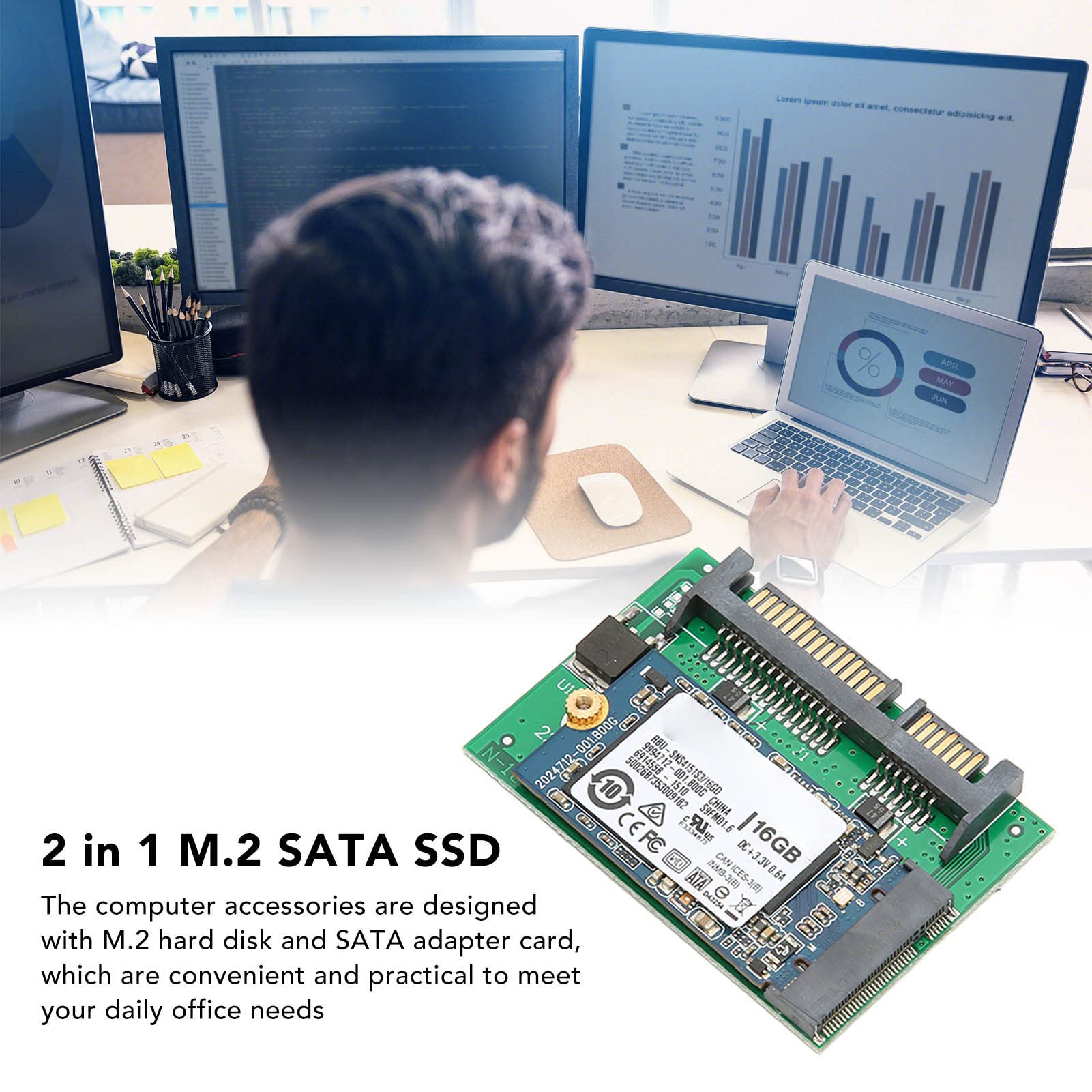 M.2 SSD, Adapter M.2 SSD Large Capacity PCB for Office for Home 16GB