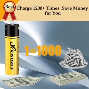 Rechargeable AA Batteries,4 Pc-1.5v AA Lithium Batteries,4-In-1 Type-C USB AA Rechargeable Battery,2000 mAh AA Batteries Rechargeable,Lithum-Ion Battery AA,Charges 1.5 Hours,Reuse Over 1200 Times