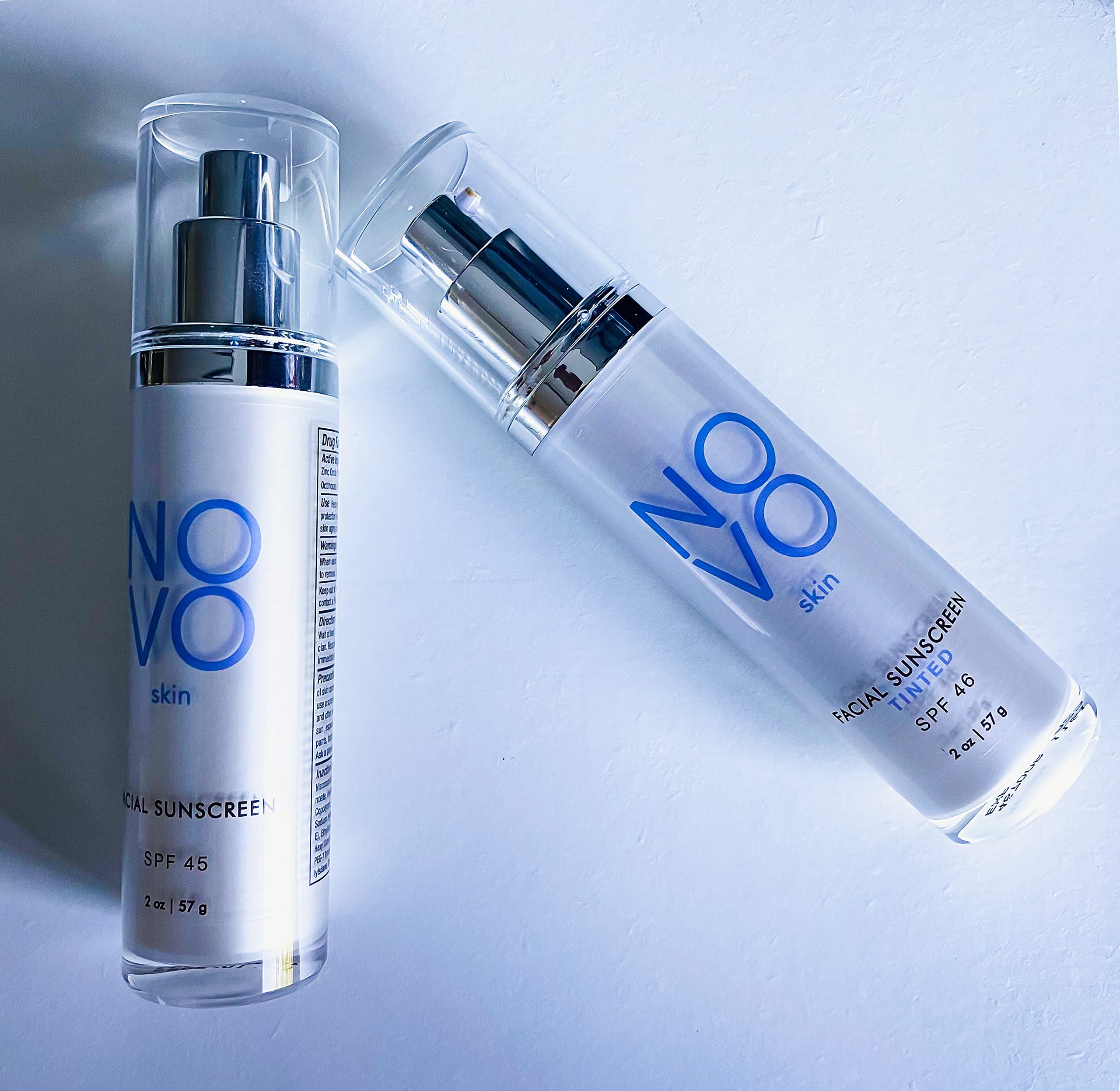 NOVO skin Tinted Moisturizer - SPF 46 - 2.0 fl oz - Primer + Broad Spectrum Face Sunscreen - Adds instant Glow - Filters Blue light - Hyaluronic acid + Niacinamide. Lightweight, Scentless, Non greasy & Oil Free.