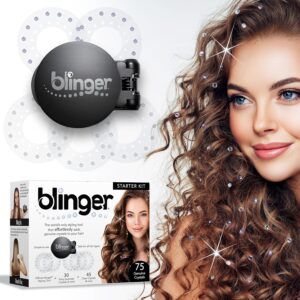 blinger starter kit | women's hair styling tool + 75 precision-cut glass crystals | bling hair in seconds! bedazzling multi-faceted gems | hair-safe – bling in brush out