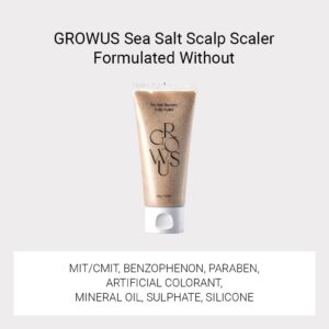 GROWUS Sea Salt Therapy Scalp Scaler - Salicylic Acid, Niacinamide, Dexpanthenol, Exfoliating, Deep Cleansing, Free from Paraben and Sulfate, 2 in 1 Shampoo for Itchy and Oily Scalp (8.8 Oz / 250g)