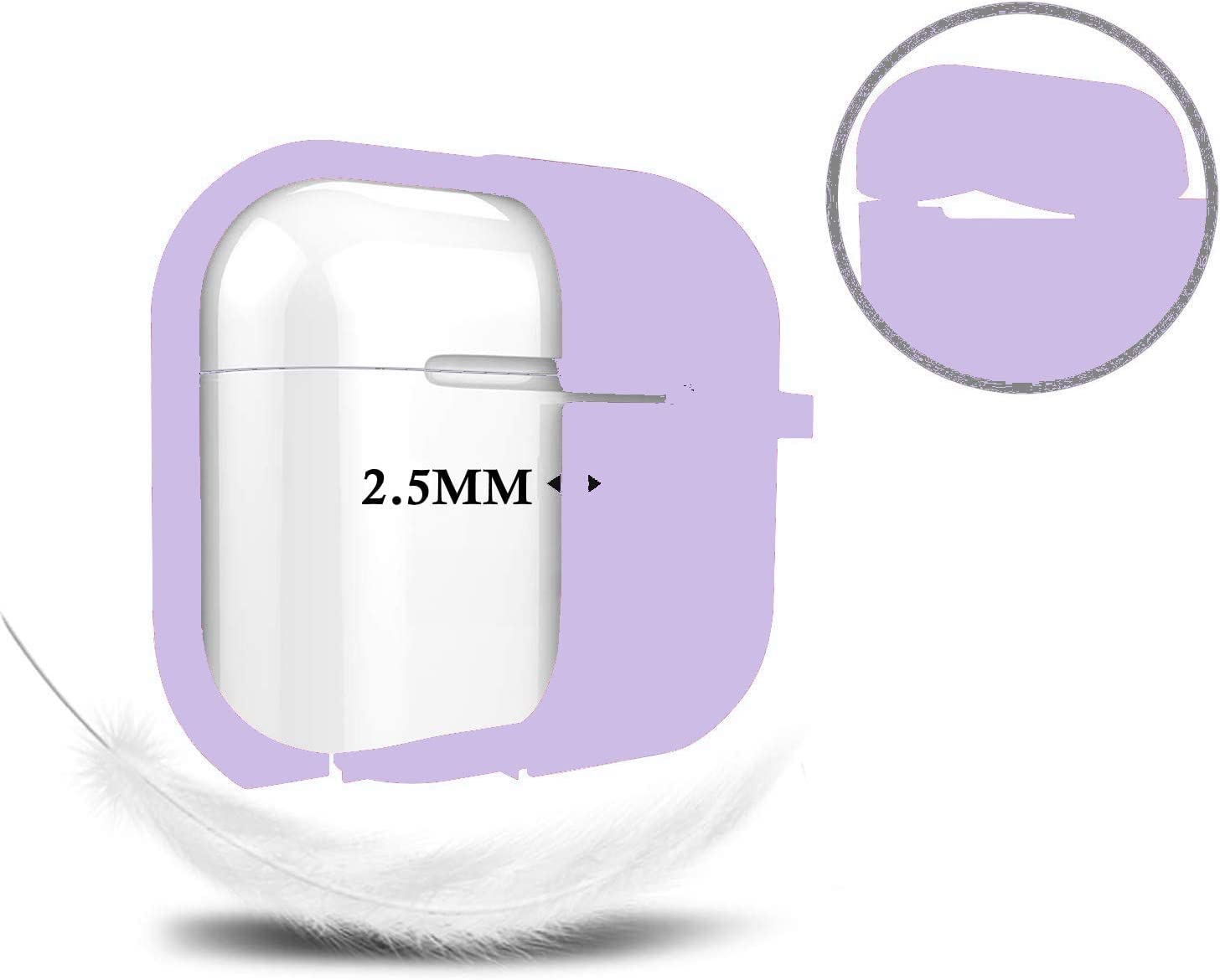 Case Cover for Airpods Pro 2nd Generation Charging Case 2022, Soft Silicone Protective Case with Keychain and Cute Puff Pom Pom Ball Kit Front LED Visible (Lavender Purple)