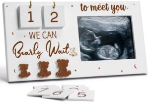 ultrasound picture frame we can bearly wait baby shower decorations teddy bear sonogram picture frame with countdown weeks, expecting parents to be unique gifts pregnancy gifts for gender reveal party