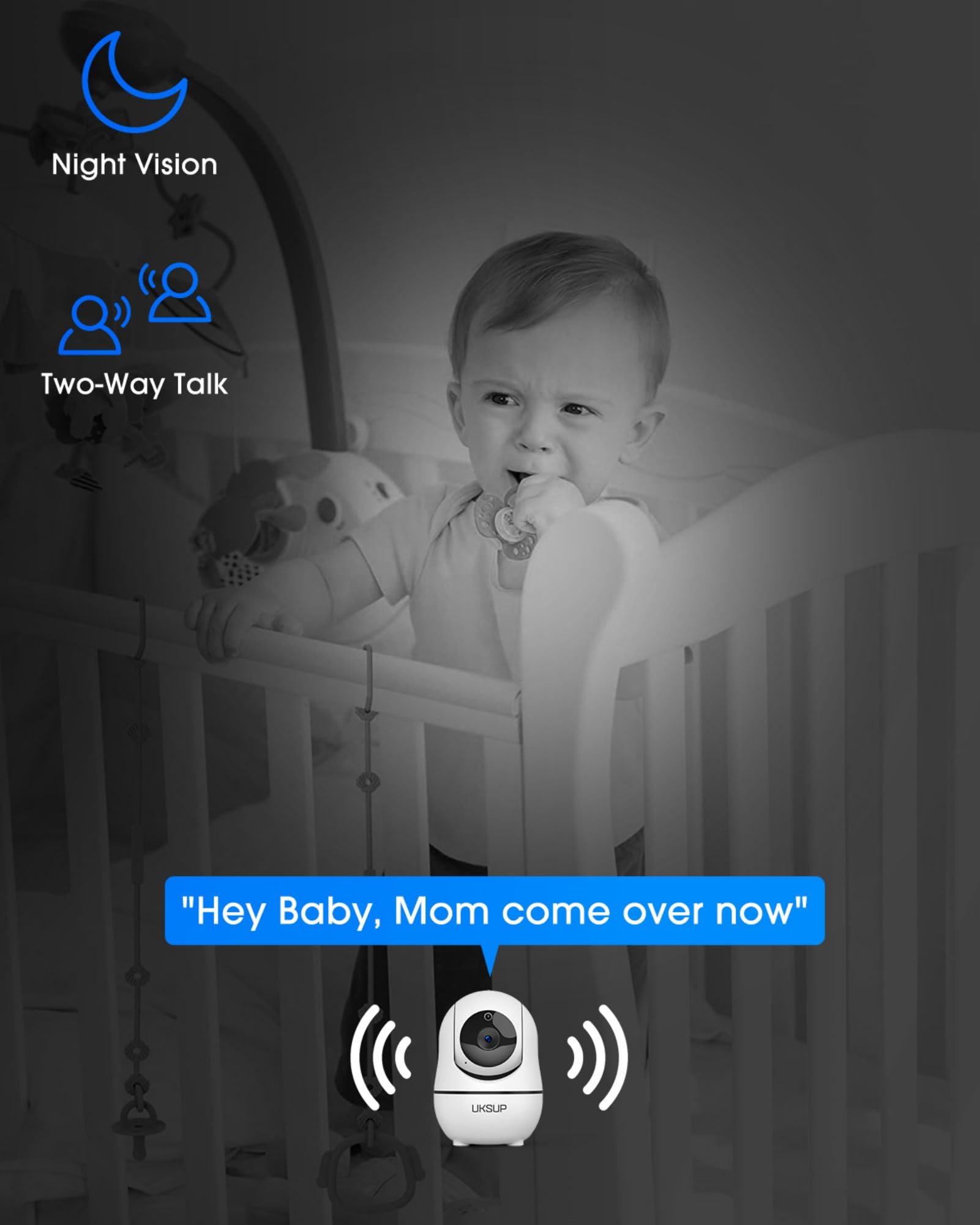 Baby Monitor with 4 Cameras and Audio - 5” Display Video Baby Monitor with 30 Hours Battery Life, Remote Pan & Tilt, 2X Zoom,Auto Night Vision, 2 Way Talk, Temperature Sensor,Lullabies,960 Feet Range