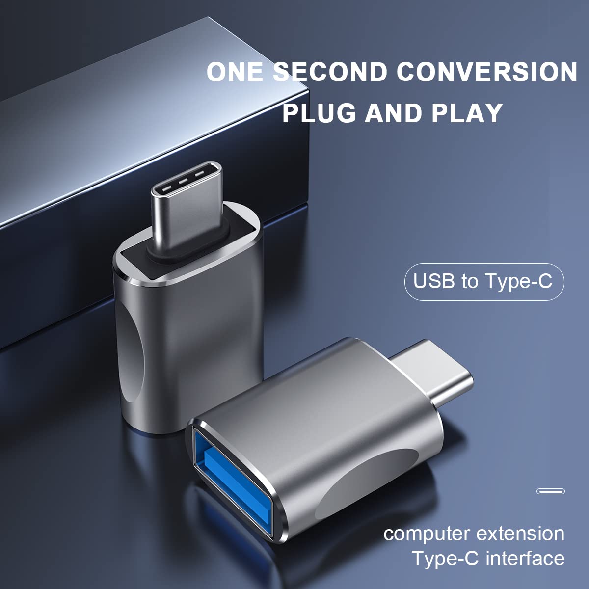 JIALUU USB C to USB Adapter [2 Pack], USB 3.0 Female to USB C Male Adapter, OTG Adapter Female Data Connector, Grey Aluminum Alloy Adaptor for Laptop, PC, Tablet, Cell Phone…