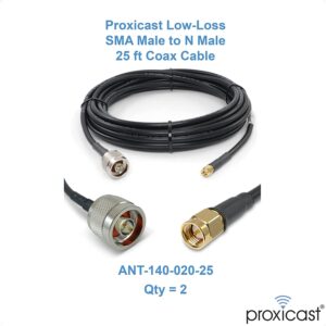 Proxicast Pro-Gain 4G / 5G MIMO Antenna + 2X 15 ft Pro Grade Low Loss CFD240 Coax Cable + Free Self-Fusing Silicone Rubber Sealing Tape Bundle (ANT-127-05M-BDL-15)