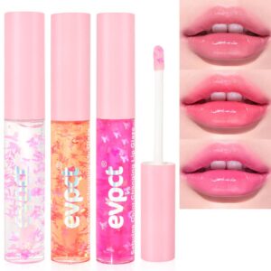 bingbrush 3 pcs color changing lip gloss lipstick, pink magic mood lip oil tinted,temperature color change lip stain lip balm, longlasting lips will not dry out