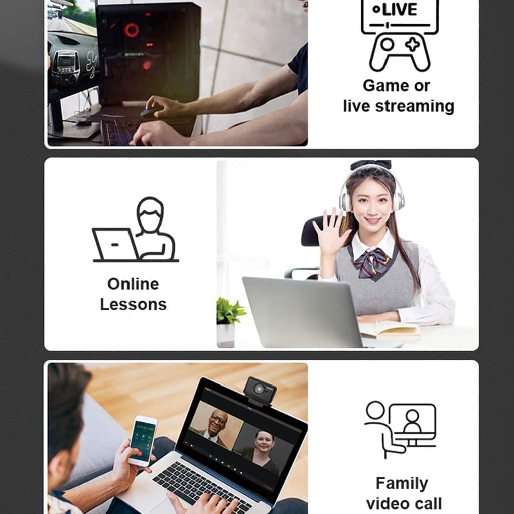 HSQMA Webcam, 2K Web Cam with Microphone，Autofocus, Auto Light Correction, Plug & Play USB Webcam for Video Calling, Teaching, Streaming and Gaming