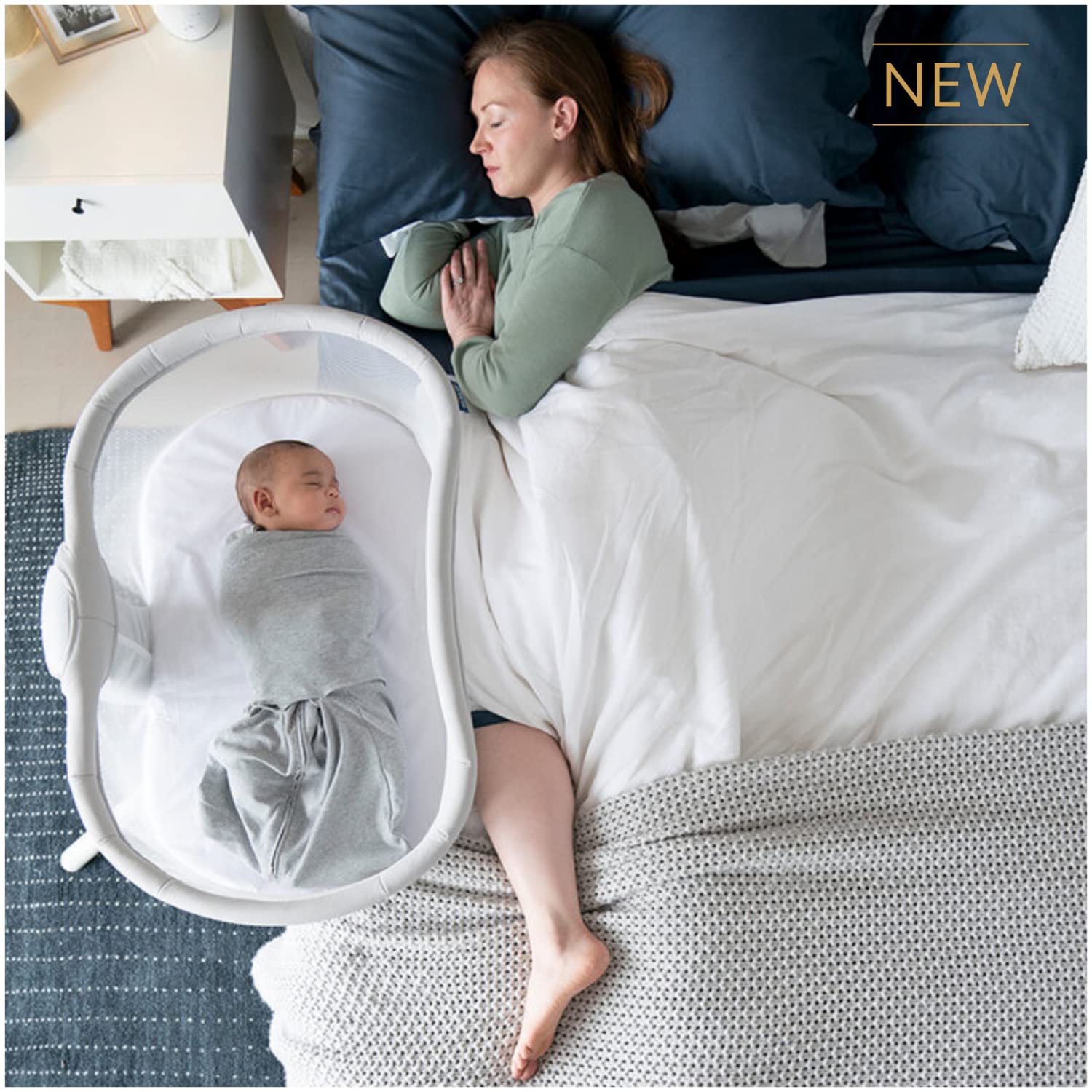 HALO 3.0 BassiNest Swivel Sleeper and 100% Cotton Sleepsack Swaddle, Heather Grey, Small (Bundle)