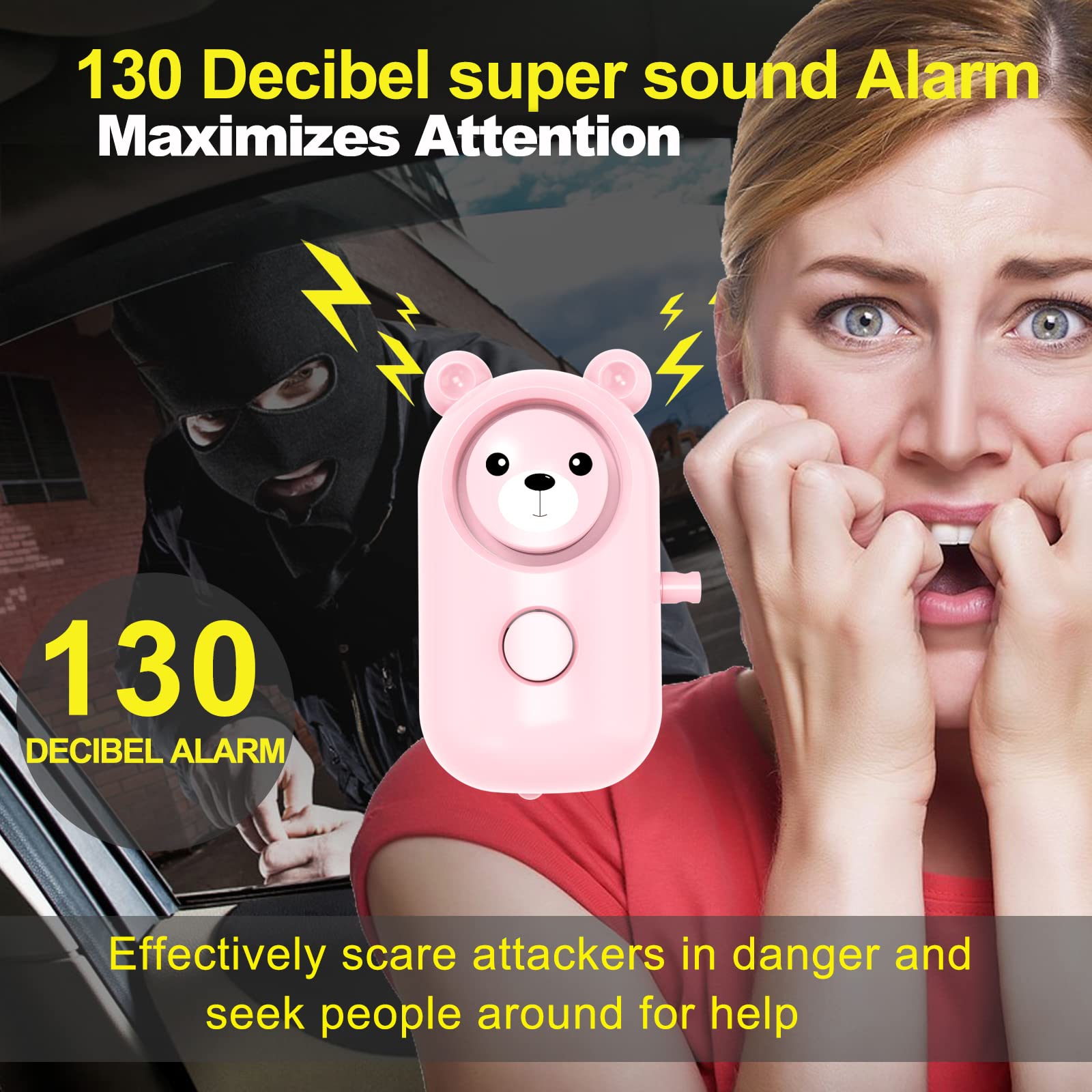 Personal Safety Alarm for Women, 6 Pack Safe Sound 130dB Siren Self Defense Security Keychain with LED Light, Emergency Alarms Loud for Children Elder Alone (Sky+Peach)