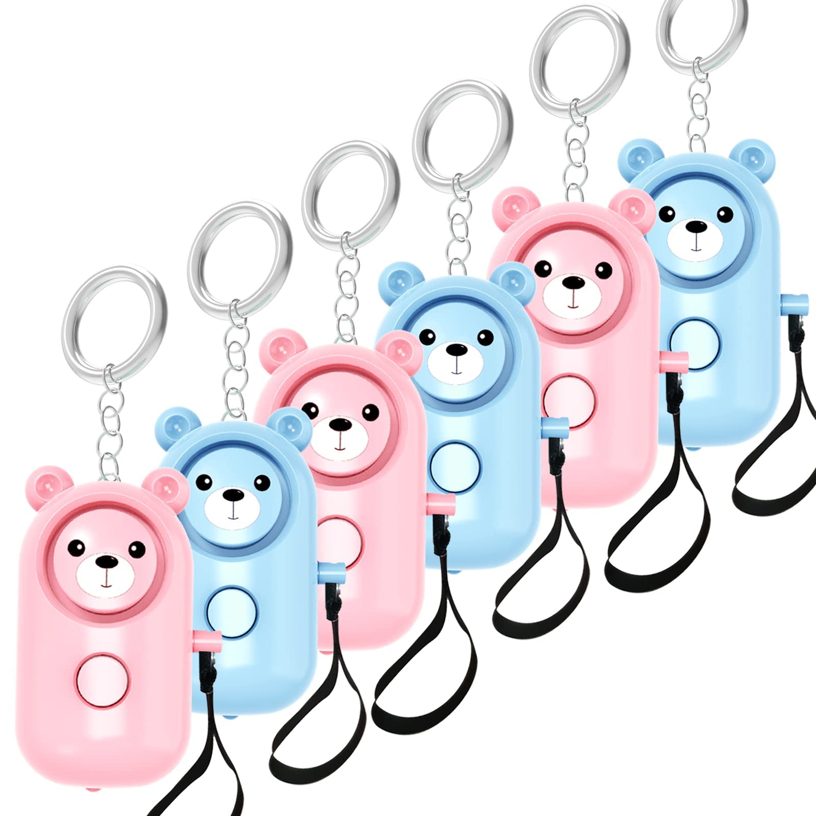 Personal Safety Alarm for Women, 6 Pack Safe Sound 130dB Siren Self Defense Security Keychain with LED Light, Emergency Alarms Loud for Children Elder Alone (Sky+Peach)