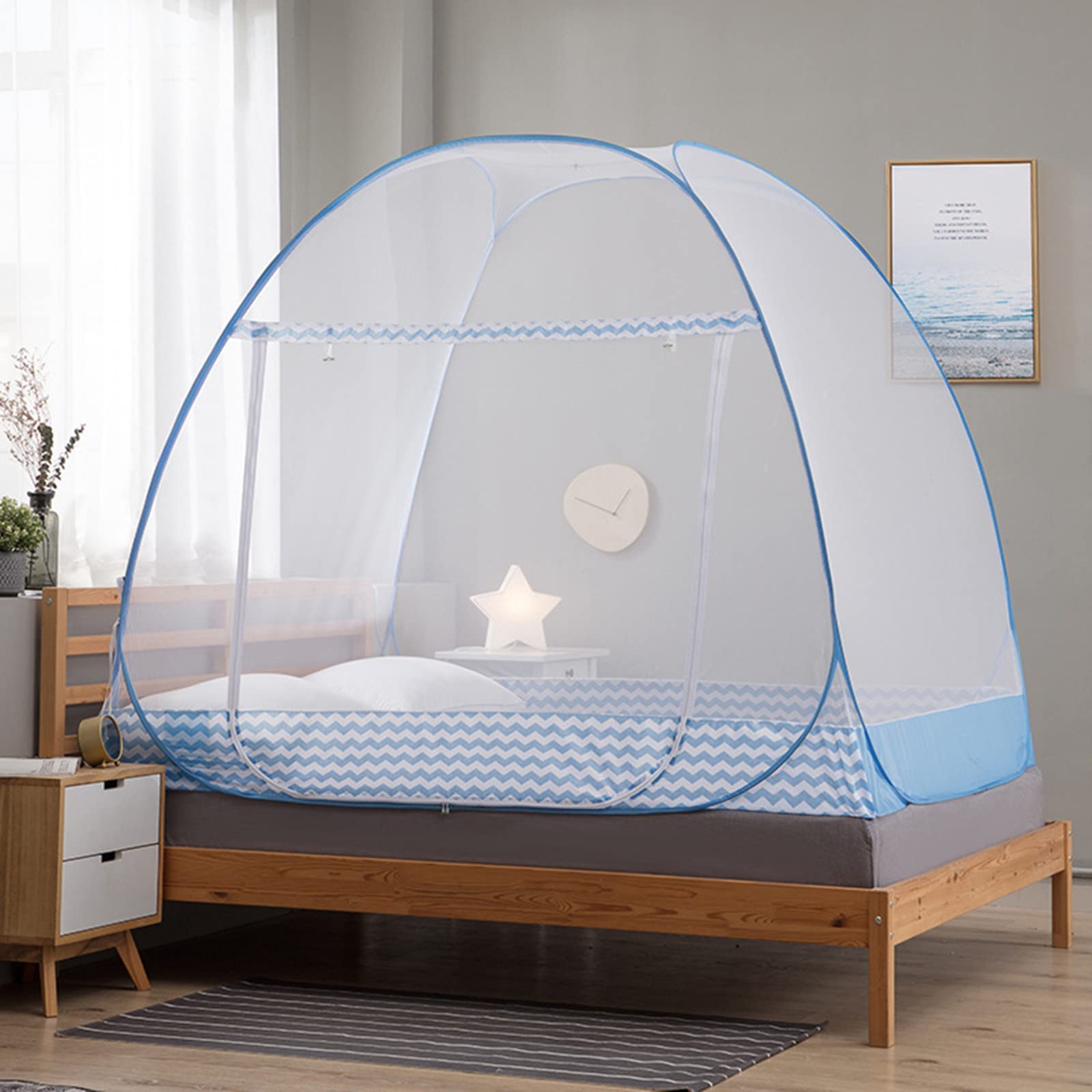 Mosquito Net for Bed,Pop UP Mosquito Net Tent Curtains, L79 x W71 x H59 inch for Twin Queen King Size Bed Tent,Folding Design with Net Bottom for Baby Adults Trip Mosquito Netting