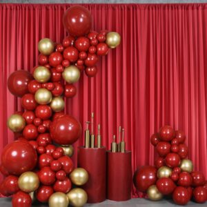 10 ft x 20 ft Wrinkle Free Red Backdrop Curtain for Parties, Polyester Photography Backdrop Drapes for Birthday Party Baby Shower, Thick Background Curtain for Backdrop Stand, 4 Panels 5 ft x 10 ft