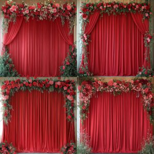 10 ft x 20 ft Wrinkle Free Red Backdrop Curtain for Parties, Polyester Photography Backdrop Drapes for Birthday Party Baby Shower, Thick Background Curtain for Backdrop Stand, 4 Panels 5 ft x 10 ft