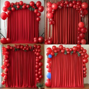 10 ft x 20 ft Wrinkle Free Red Backdrop Curtain for Parties, Polyester Photography Backdrop Drapes for Birthday Party Baby Shower, Thick Background Curtain for Backdrop Stand, 4 Panels 5 ft x 10 ft