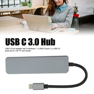 USB C 3.0 Hub, 5 in 1 Aluminum Alloy Case, UltraSlim High Speed 5Gbps MultiPort USB C Hub Adapter for PC, Printer and Laptop