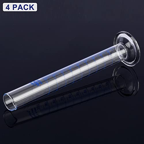 Labasics 4-Pack Borosilicate Glass 100 ml Heavy Wall Graduated Cylinder Measuring Cylinder