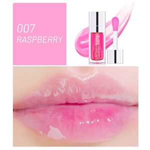 Yasovigi Hydrating Lip Oil Plumping Lip Tint Moisturizing Lip Gloss, Transparent Lip Balm Care Stick Nourishing Repairing Non-sticky, Moisture&Lighten Lip Lines (Raspberry, Normal)