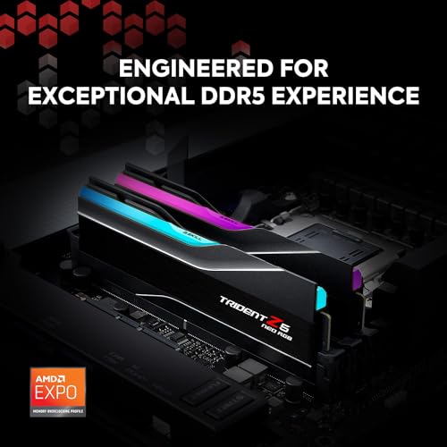 G.SKILL Trident Z5 Neo RGB Series (AMD Expo) DDR5 RAM 32GB (2x16GB) 6000MT/s CL30-38-38-96 1.35V Desktop Computer Memory UDIMM - Matte Black (F5-6000J3038F16GX2-TZ5NR)