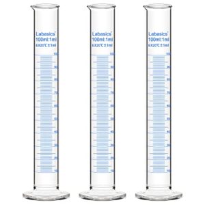 labasics 3-pack borosilicate glass 100 ml heavy wall graduated cylinder measuring cylinder