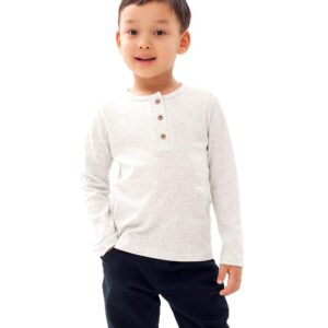 Enfants Chéris Toddler Long Sleeve Henley Boys Girls Ribbed Shirt Light Grey 3T