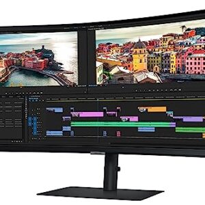 SAMSUNG 34” ViewFinity S65UA Series Ultrawide QHD Curved Monitor, HDR10, 100Hz, 350 nit, USB- C, Adjustable Stand, Intelligent Eye Care, LS34A650UBNXGO, Black