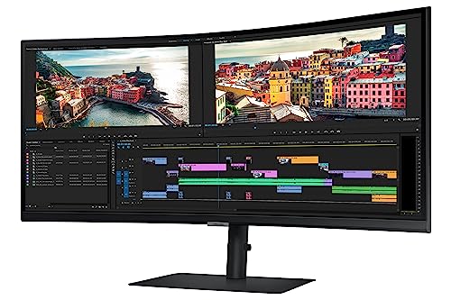 SAMSUNG 34” ViewFinity S65UA Series Ultrawide QHD Curved Monitor, HDR10, 100Hz, 350 nit, USB- C, Adjustable Stand, Intelligent Eye Care, LS34A650UBNXGO, Black