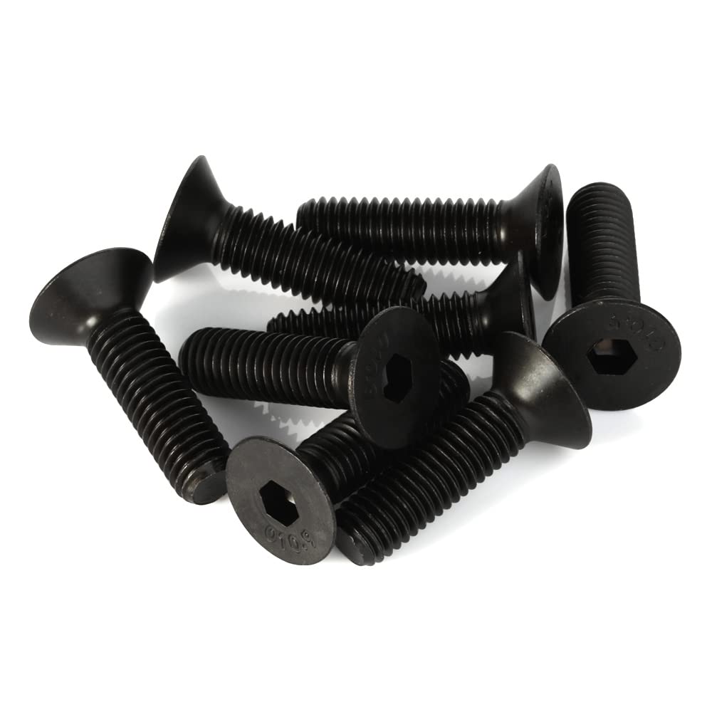 1/4-20 x 2" Flat Head Socket Cap Screws Countersunk Bolts, Class 10.9 Alloy Steel, Black Oxide, 25 PCS