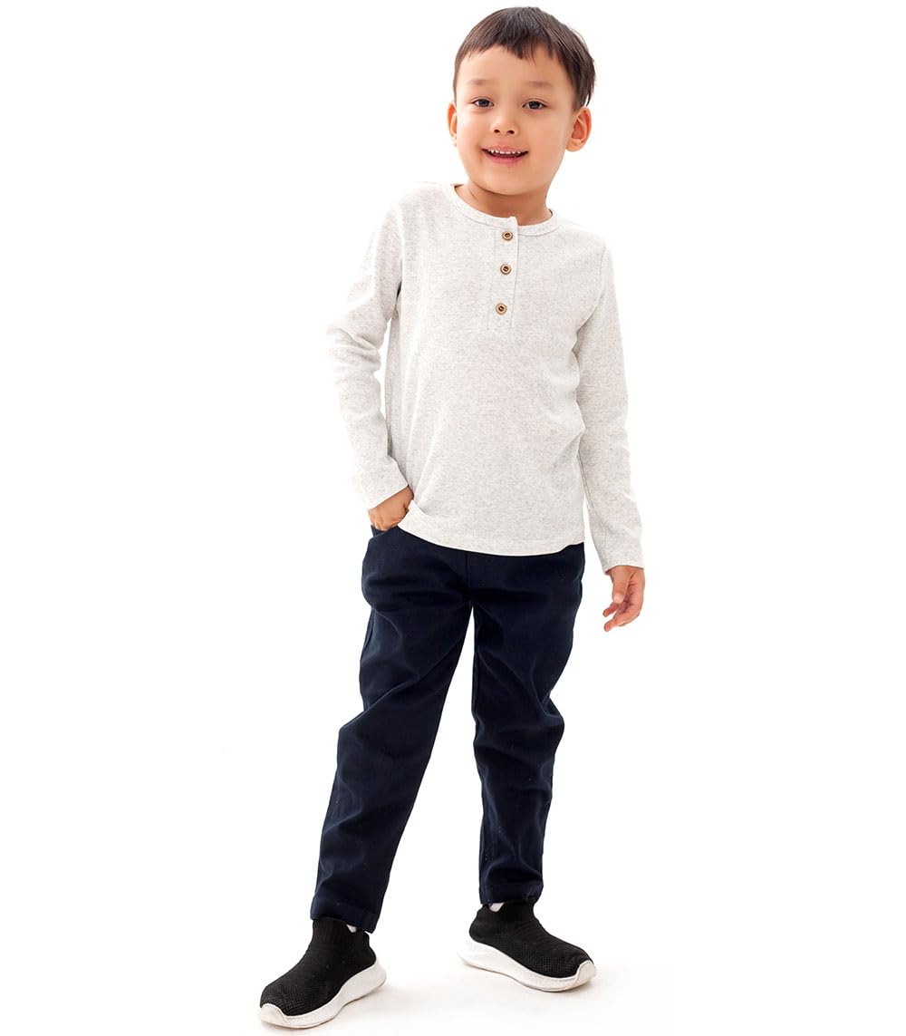 Enfants Chéris Toddler Long Sleeve Henley Boys Girls Ribbed Shirt Light Grey 3T