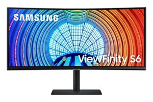 samsung 34” viewfinity s65ua series ultrawide qhd curved monitor, hdr10, 100hz, 350 nit, usb- c, adjustable stand, intelligent eye care, ls34a650ubnxgo, black