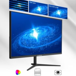 GreBear 27-inch Computer Monitor IPS Panel PC Monitors FHD 1080p 75Hz LED Display Home Office Desktop Screen, HDMI, VGA, Flicker-Free, Flicker Free, Blue Light Filter, 100x100 mm VESA Mountable