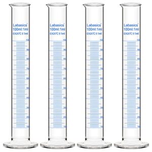 labasics 4-pack borosilicate glass 100 ml heavy wall graduated cylinder measuring cylinder