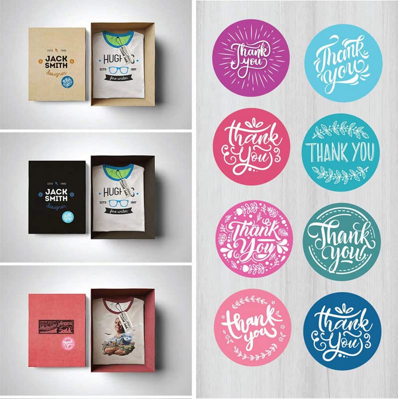 1000pcs Thank You Stickers with 2 Colors&8 Designs 1.0” Thank You for Supporting My Small Business Sticker Gold Foil Pink Blue Thank You Stickers Labels for Business