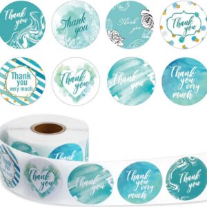 Thank You Stickers Roll 500 Pieces 1.0 Inch Thank You for Supporting My Small Business Stickers with 8 Designs Thank You Stickers Corporate Blue Labels Thank You Small Business Stickers