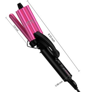 FARERY Mini Waver Curling Iron, 1/2 Inch, Hair Crimper for Women Beach Waves, Keratin & Argan Oil Infused, Dual Voltage, Pouch Bag