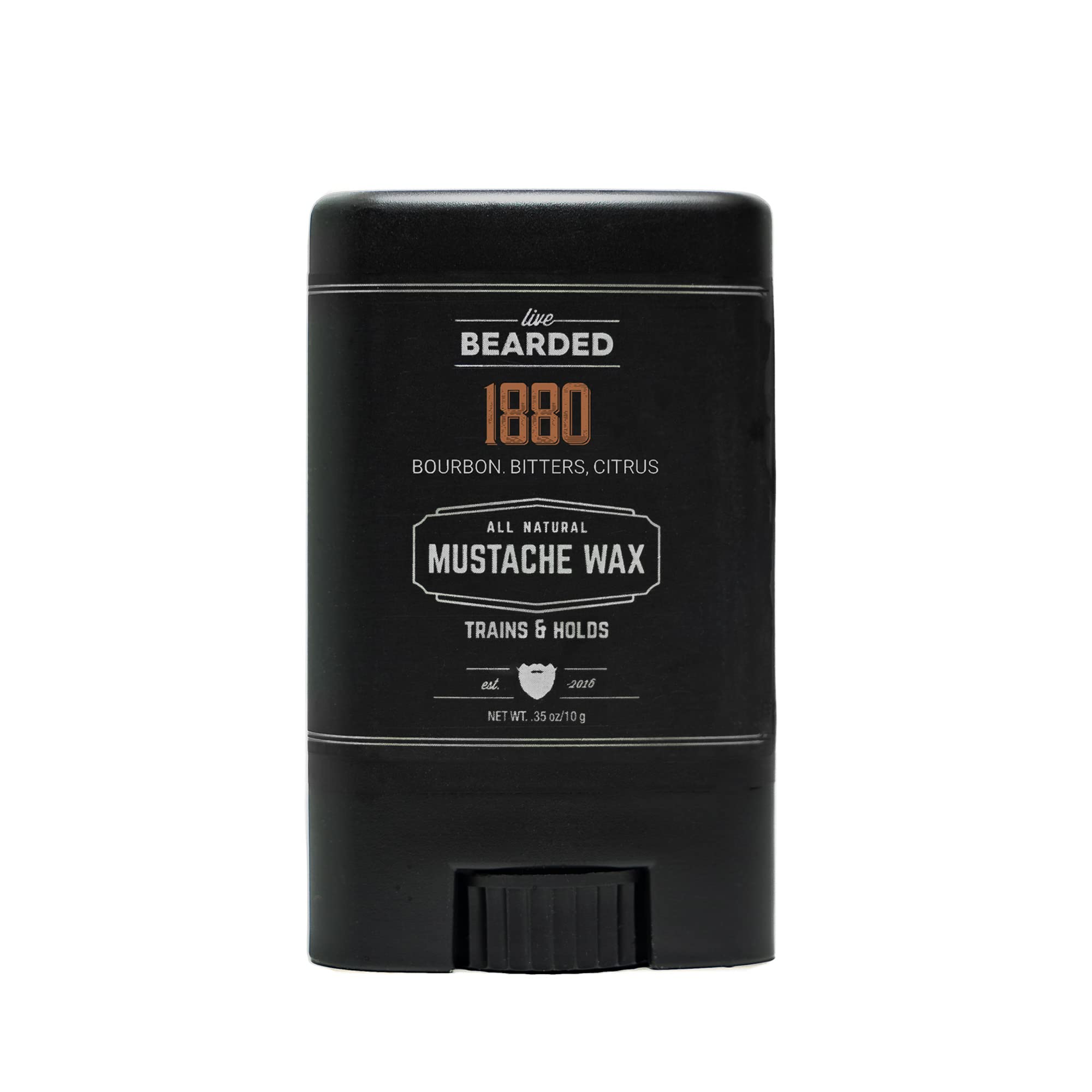 Live Bearded: Mustache Wax Stick - Made in the USA with All-Natural Ingredients - Beeswax, Lanolin, Jojoba Oil, Essential Oils - Medium Hold Mustache & Beard Wax for Men - 1880 Scent, 0.35 Oz