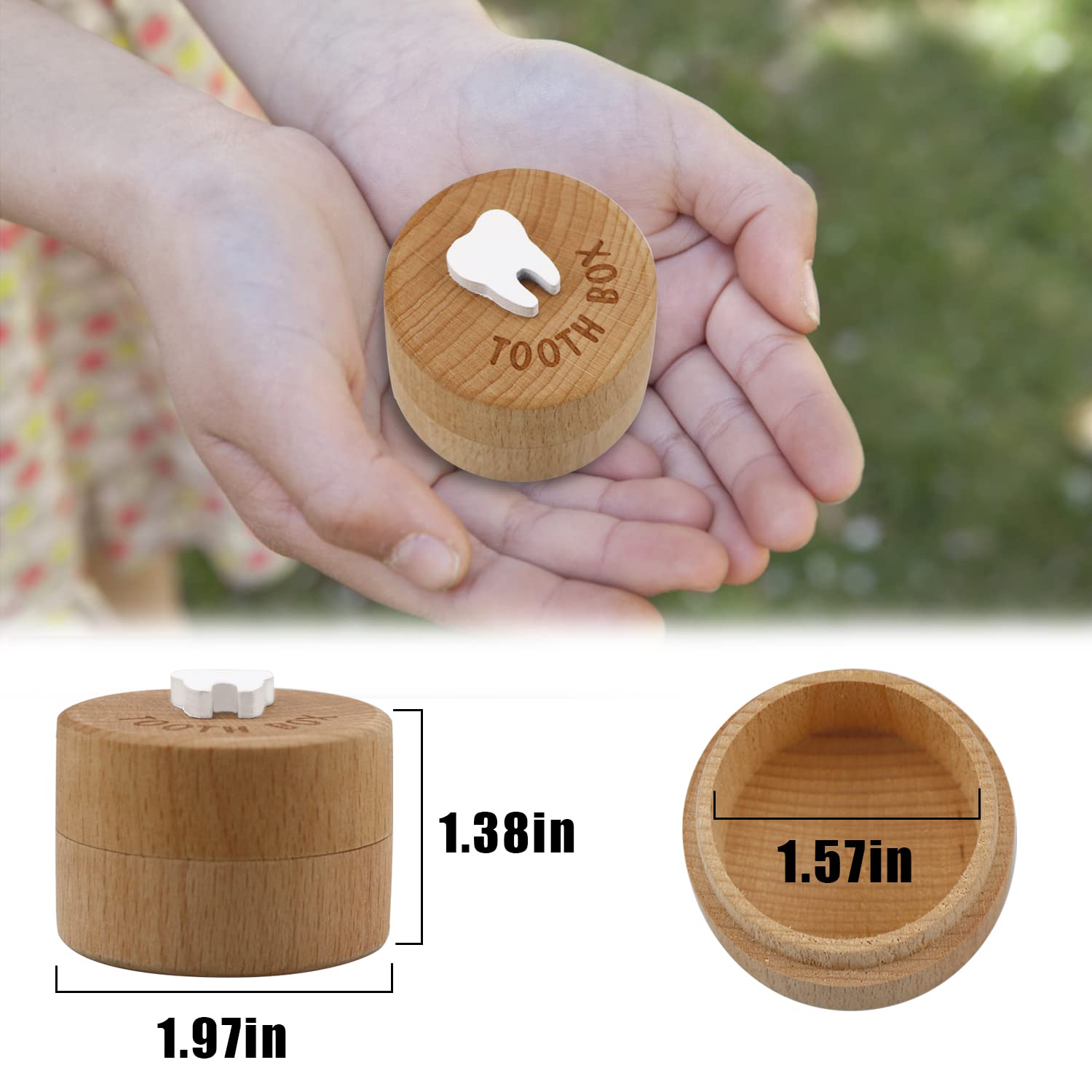 free-space Tooth Fairy Box 3D Carved Wooden Box Souvenir Dropped Tooth Keepsake Storage Box Gift for Boy or Girl (Tooth Fairy Box)