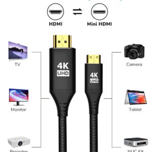 KELink Mini HDMI to HDMI Cable 6FT, [Aluminum Shell, Braided] High Speed 4K 60Hz HDMI 2.0 Cord, Compatible with Camera, Camcorder, Tablet and Graphics/Video Card, Laptop, Raspberry Pi Zero W