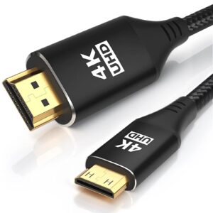 kelink mini hdmi to hdmi cable 6ft, [aluminum shell, braided] high speed 4k 60hz hdmi 2.0 cord, compatible with camera, camcorder, tablet and graphics/video card, laptop, raspberry pi zero w