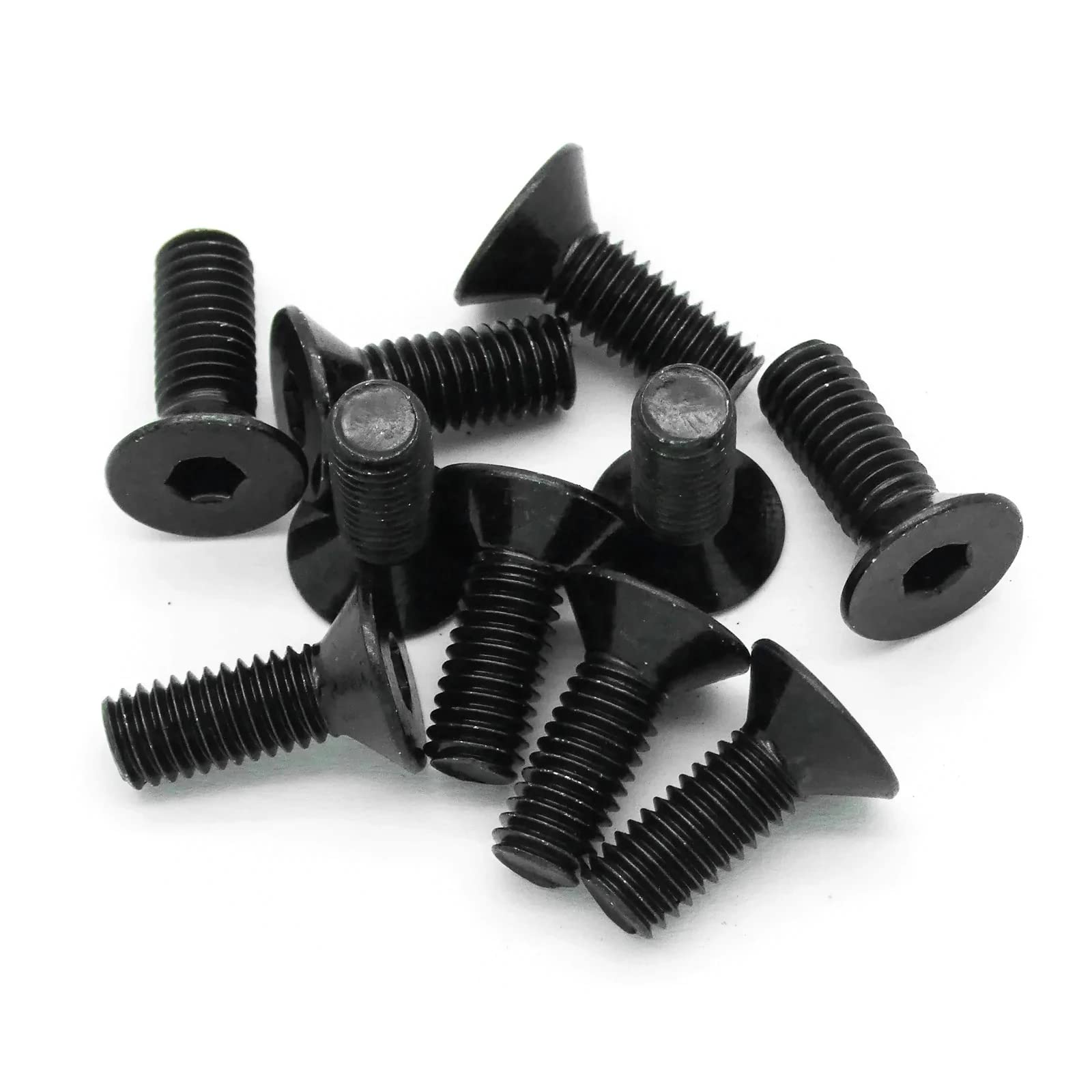 10pcs M5x12mm Countersunk Hex Machine Screw Black Oxide